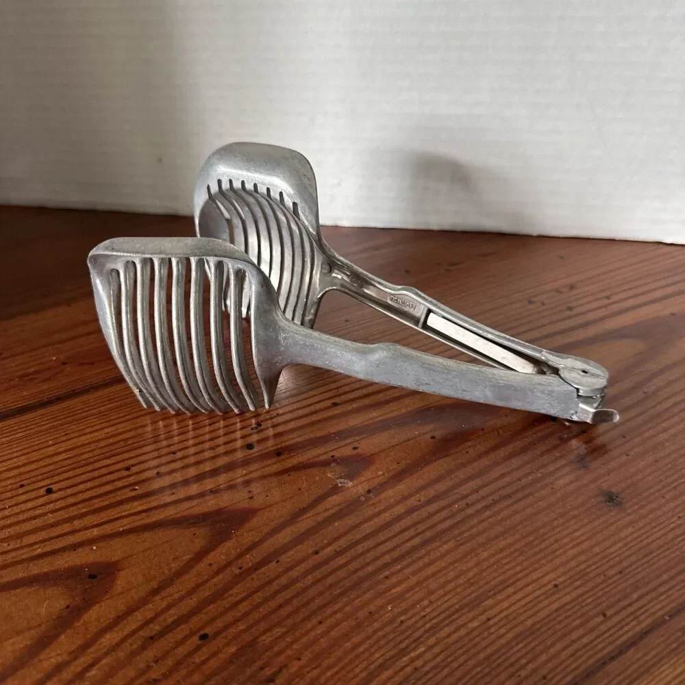 Vintage Hand Held Tongs Tomato Onion Egg Slicer Farm House Decor Citrus Squeezer